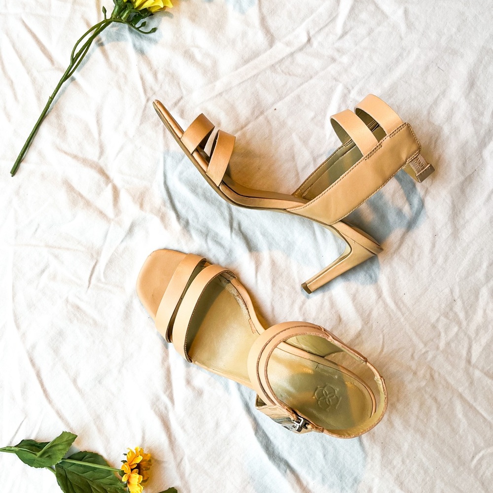 Ann Taylor Claire Leather Strappy Sandal in Peach Glow